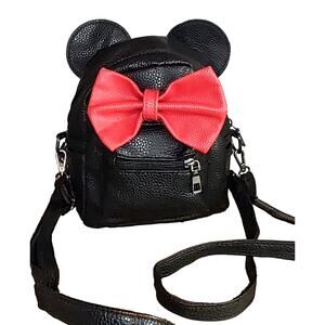 Small Faux Pebble Leather Mini Mouse Inspired Backpack, Purse